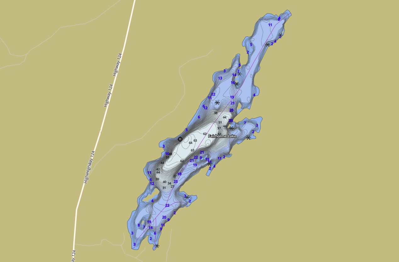 Contour Map of Fairholme Lake in Municipality of Whitestone and the District of Parry Sound